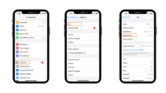 iPhone Settings Model Number